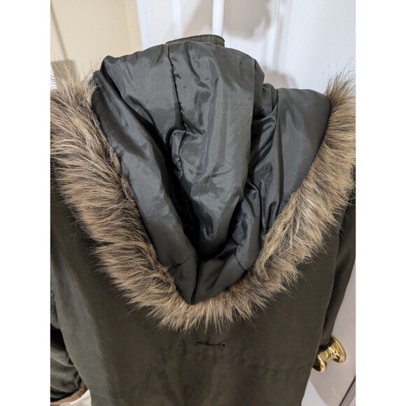 Out Brook Women's Heavy Hooded With Faux Fur Coat Size Medium Forest Green - Picture 4 of 9